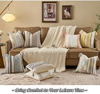 AmHoo Set of 2 Chenille Striped Textured Boho Throw Pillow Covers Aesthetic with Tassels Woven Decorative Pillow Case for Couch Bed Sofa Bedroom Modern Funky 18 x 18-Inch Grey White - Image 5