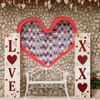 2 Pcs Valentine's Day Porch Sign Love Heart Welcome Wooden Porch Decor Standing Valentine's Day Decoration Rustic Welcome Sign for Patio Front Door Wall Yard Holiday Party, 33" H(Love) - Image 4