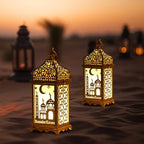 Ramadan Decorations for Home, 2Pcs 14'' Decorative Candle Lantern for Tabletop Mantel Decor, Vintage Metal Lantern Candle Holders for Indoor Outdoor Decor, EID Mubarak Gift - Image 4