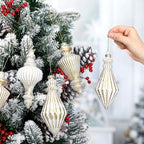 6Mercury Glass Finial Christmas Ornament 5.7"hanging, Gold White - Image 5