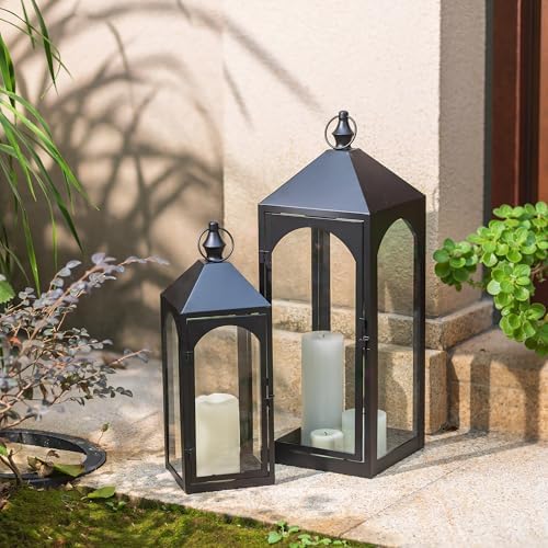 24" & 17" Large Outdoor Lantern for Patio Waterproof Porch Decor - Image 2