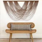Large Macrame Wall Hanging Brown Die-Dyed 59.00" W x 31.00" L Boho Wall Decor Yarn Tapestry Craftsmanship Home Macrame Wall Decor - Image 2