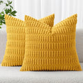 MIULEE Euro Corduroy Decorative Throw Pillow Covers 22x22 Mustard Yellow by MIULEE