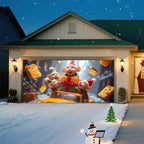 Christmas Garage Door Banner – Winter Scene with Cute Little Mouse, Cheese, Cars & Snow Decorations, Large Waterproof Reusable Outdoor Holiday Mural for Xmas Decorations,C,16 x 7ft/4.8 x 2.1m - Image 4
