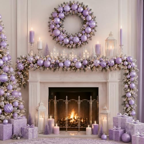 Lunmon 64 Pcs Lilac Purple Christmas Ball Ornaments Lavender Xmas Bulbs - Image 5