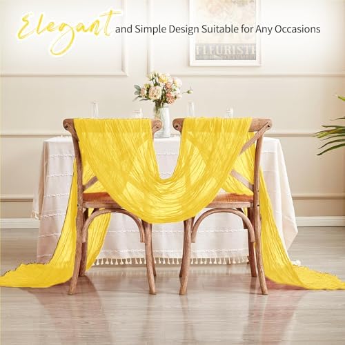28 Pack Lemon Yellow Cheesecloth Table Runner 17x108 Inch Semi Sheer Boho Gauze Cheese Cloth Fabric Table Runners, for Wedding Party Baby Shower Birthday Home Decor Garden Farmhouse - Image 6