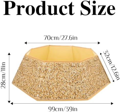 XmasExp Christmas Tree Collar, 39 inch Sequin Tree Skirt Stand Base Cover for Home Decor (Champagne, X-Large) - Image 2