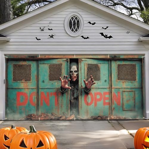 7x16FT Halloween Zombie Garage Door Cover Decorations Halloween Scary Zombie Garage Door Banner for Outdoor Indoor Halloween Decorations Party Photography Backdrop - Image 5