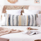 PANOD Boho Long Lumbar Throw Pillow Cover 16 x 36 Grey, Chenille Morocan Extra Long Pillow Case Cover, Decorative Long Pillow for Bed Couch Sofa Farmhouse - Image 2