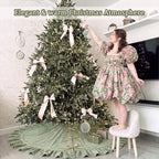 Velvet Christmas Tree Skirt, 60 Inches, Bow Style, Sage Green - Image 4