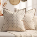ZWJD Pillow Covers 24x24 Set of 2 Soft Polyester Textured Pillow Covers with Stylish Flange Edge Cozy Farmhouse Throw Pillows for Couch Bed Sofa Living Room by ZWJD