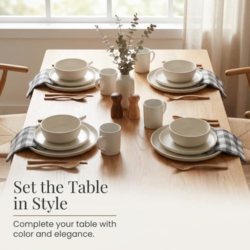 Gingham Check Cloth Napkins Set of 12, Soft, 100% Cotton, Durable, 18"x18", Reusable Dinner Napkins for Every Day & Special Occasions, Washable Table Linens for Dining - Grey Natural - Image 2