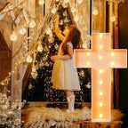 Maxcheck 4FT Easter Cross Decor, Light Up Jesus Cross Sign Decor Standing DIY Large Marquee with Bulb Light String Foam for Easter Christian Religious Yard Garden Lawn Party - Image 4