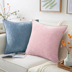 decorUhome Chenille Blue Grey Velvet Throw Pillow Covers 24x24 Set of 2 - Image 7