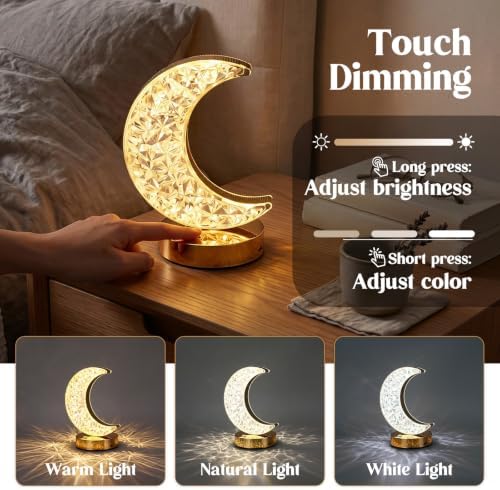12 Pcs Crescent Moon Light, 3 Color Dimmable Touch Lamp - Image 2