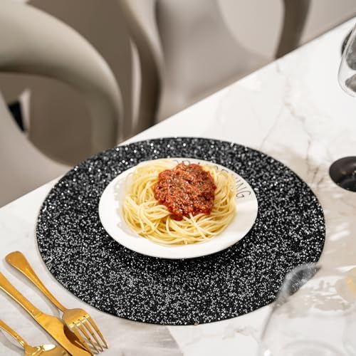 15" Black Rhinestone Round Placemats Set of 4 - Image 6