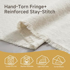 KINGSTONE 14 x 108 Inches Frayed Edge Table Runner, 270G Heavyweight Sand Washed Slub Texture Cotton Linen for Modern Farmhouse, Rustic Home Decorations Dining Room Wedding Boho Decor, White - Image 7