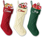 Personalized Christmas Stockings 3 Pack, Custom Christmas Stockings with Names, 18” Large Knitted Xmas Stocking for Family Kids, Fireplace Hanging Holiday Christmas Party Decoration by Bianspz
