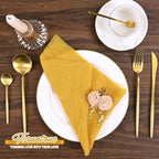 100 Pieces Cloth Napkins Gold Dinner Cheesecloth Napkins for Wedding,Wrinkled Cloth Napkins Bulk for Home Party Rustic Table Decoration, 17 x 17 Inch - Image 4