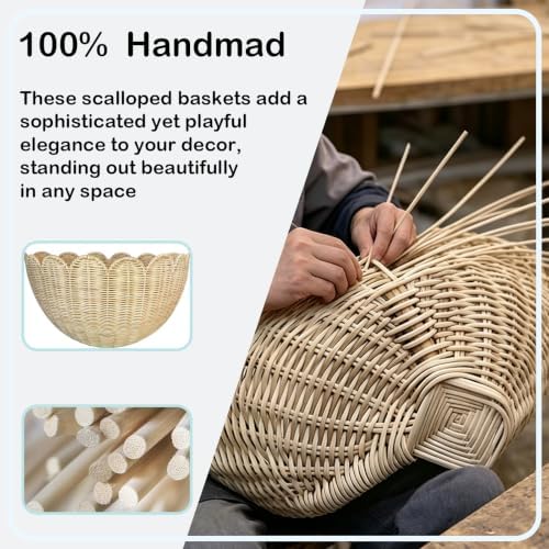 Scalloped Wall Basket 2PCS,Wicker Wall Basket for Home,Bathroom,Kitchen - Image 4