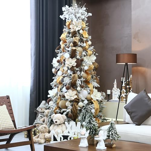 Sea Team 32-Pack Flocked Velvet Christmas Ball Ornaments, Cream - Image 5