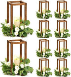 Sabary 10 Sets/ 20 Pcs Wooden Lantern Centerpieces with Candles, Caramel by Sabary