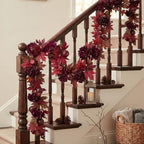 XunYee 6 ft Burgundy Fall Garland with Apples Hydrangea Maple Autumn Wreath - Image 6