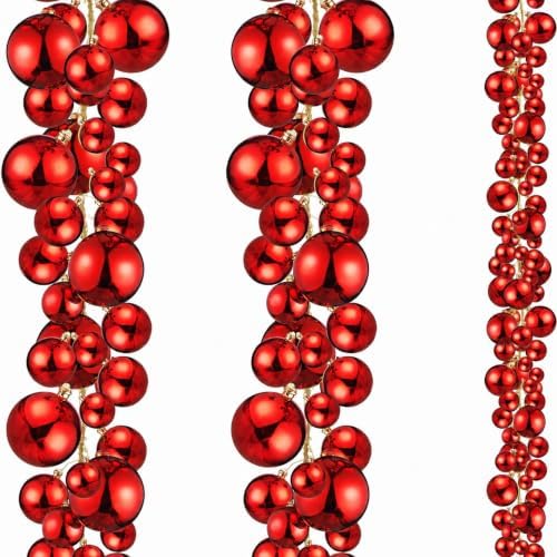 2 Pcs 15 ft Christmas Ball Ornament Garland, Red by Yuxung