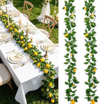 2Pcs Artificial Lemon Vine Garland with Fruits, 12FT Lifelike Yellow Lemon Vines, Faux Greenery for Wedding Home Wall Decor, Indoor Outdoor Hanging Kitchen Bathroom Party DIY by Wenhuidr