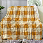 Yellow Plaid Throw Blanket, Fall Gingham Fleece Blanket for Couch Bed Sofa, Autumn Blankets and Throws, Decor & Gifts, Super Soft Plush Flannel Blanket, 50x70 by Unknown