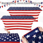 Oudain 10 Pcs 4th of July Table Cover Stretch Tablecloth 6 ft American Flag Tablecloth - Image 6
