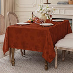Softalker Fall Jacquard Rectangle Tablecloth, 60 x 120 Inch Rust - Image 2