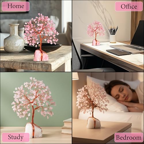 Rose Quartz Crystal Tree for Love & Healing Décor for Home and Office | Handmade Bonsai for Emotional Support & Harmony as Symbol of Piece for Loved Ones Gift for her - Image 4