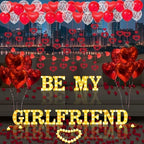 Be My Girlfriend Light Up Letters Proposal Decorations, 14Pcs 6.3" Letter Signs with 24Pcs Flameless Candles 2000Pcs Red Artificial Rose Petals 45Pcs Latex Balloons 10Pcs Heart Balloon Valentine's Day by Fezava