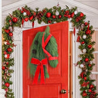 Suncalla 2 Pcs Christmas Horse Head Wreath Artificial Christmas Wreath Green Pine Needles Horsehead Decor with Red Ribbon Pinecone Farmhouse Xmas Garland for Front Door Farmhouse - Image 3