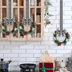Crowye 12 Pcs Mini Christmas Wreaths Kitchen Cabinet Door, Black and White - Image 6