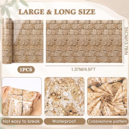 Tegeme 100 Ft X 54 in Stone Backdrop Rock Tablecloth Roll, Brick Wall - Image 2