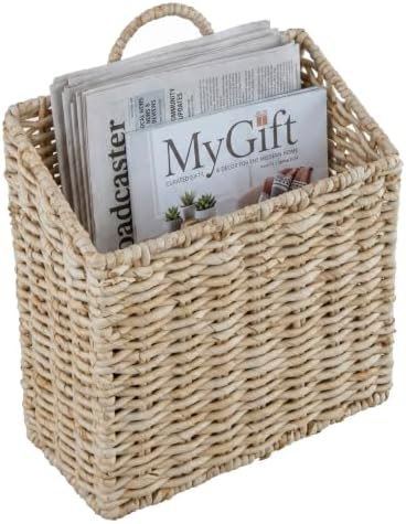 MyGift 12.5-Inch Woven Wall Hanging Storage Basket – Large Decorative Seagrass Organizer for Magazines, Mail, and Home Storage by MyGiftHome