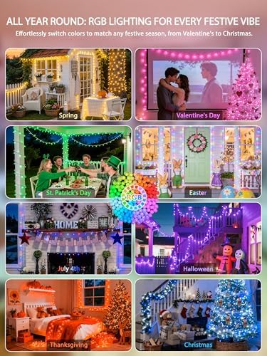 JMEXSUSS 200 LED RGB String Lights Outdoor Indoor, 66Ft Halloween Lights - Image 5