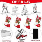 GUOER 4 Pack Snowflake Christmas Stocking Holder Set for Mantle Christmas Decorations Holiday Mantle Fireplace Topper - Snowflake Snowman Reindeer and Christmas Tree Hangers Decorative Metal Hanger - Image 3