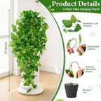 4Pcs Fake Hanging Plants, Potted Artificial Plants Hanging Pothos Greenery - Image 4