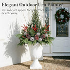 Worth 2-Pack Large White Urn Planters, 15.5" x 22" Tall Outdoor Flower Pots - Image 6