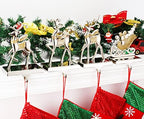 Set of 4 Christmas Stocking Holder for Mantel Reindeer and Sleigh Christmas Stocking Hangers for Fireplace Metal Mantel Hooks Hanger for Christmas (Gold Reindeer Set) - Image 5