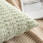 MIULEE Euro Sham Corduroy Decorative Throw Pillow Covers 24x24 Light Green - Image 3