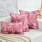 Premium Series, Crushed Velvet Throw Pillow Covers, Luxury Thick Cushion Cases for Home Decor, Pink, 20x20 Inch, Covers Only by HERAYLI