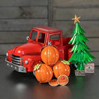 Zaer Ltd. Metal 18.5" Long Multi-Seasonal Christmas and Harvest Pickup Truck with Metal Tree, Pumpkins, and Matching Side-Magnet Sets (Glossy Red) - Image 4