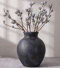 Ceramic Flower Vase Home Decor, 7.4 in Farmhouse Table Vase Retro Vintage Living Room Kitchen Bedroom Decoration Pottery Decorative Vases for Flowers House Shelf Office Desk Dining Entryway, BlackGold by FancyPlus