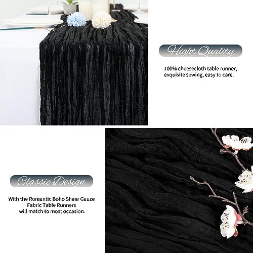 20 Pack Black Cheesecloth Table Runner 120 Inch 10FT Rustic Boho Gauze Cheese Cloth Table Runner for Wedding Party Baby Shower Thanksgiving Christmas Decoration - Image 6