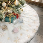 CHICHIC 60 Inch Large Christmas Tree Skirt White Tree Skirt Xmas Faux Fur Tree Skirts Christmas Decorations for Holiday Tree Ornaments Christmas Party Home Decorations with Sequin Gold Snowflakes by CHICHIC