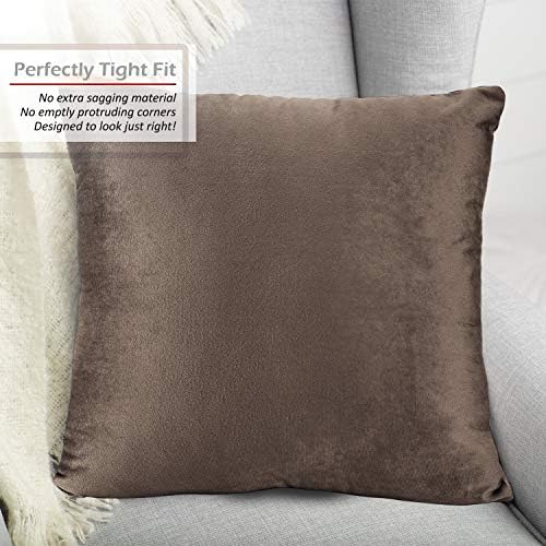 Nestl Throw Pillow Covers, Cozy Velvet Decorative Autumn Pillow Covers 22 x 22 Inches, Soft Solid Couch Pillow Covers for Sofa, Bed and Car, Set of 4 - Chocolate Brown - Image 4